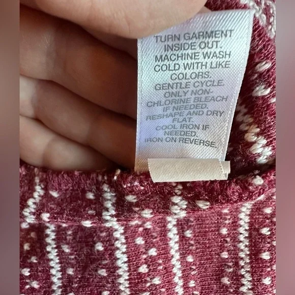 J. Jill Long Sleeve Boat Neck Red and White Embroidered Sweater - Picture 9 of 12